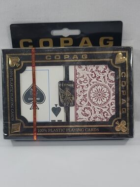 2 Deck Green/Burgundy Copag Plastic Playing Cards 100% Plastic Jumbo Index Size